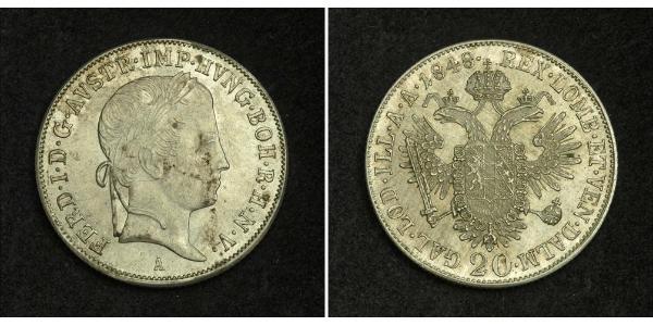 20 Kreuzer Impero austriaco (1804-1867) Argento Ferdinand I of Austria (1793 - 1875)