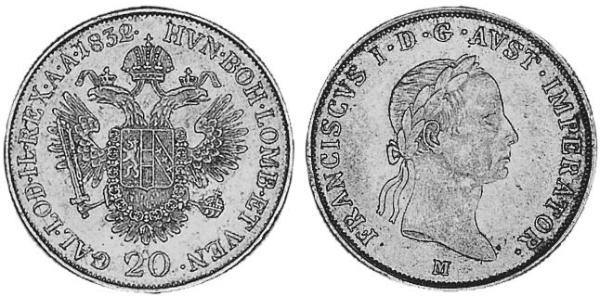 20 Kreuzer Impero austriaco (1804-1867) Argento 