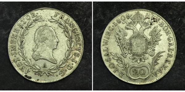 20 Kreuzer Impero austriaco (1804-1867) Argento 