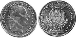 20 Kreuzer Margraviato di Baden-Durlach (1535 - 1771) Argento 