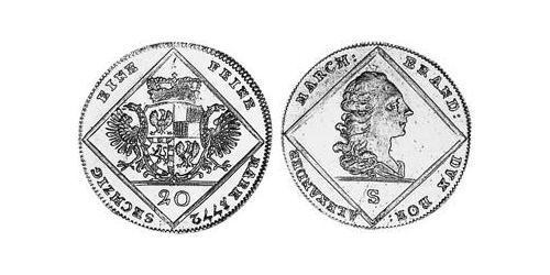 20 Kreuzer Principato di Ansbach (1398–1792) Argento Cristiano Federico di Brandeburgo-Ansbach(1736 – 1806)