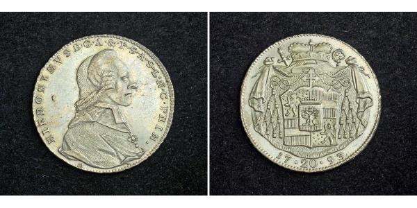 20 Kreuzer Salisburgo Argento Hieronymus von Colloredo (1732 - 1812)