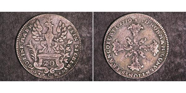 20 Kreuzer Stati federali della Germania Argento 