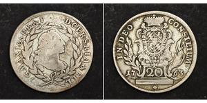 20 Kreuzer Electorate of Bavaria (1623 - 1806) Plata Maximiliano III José, Elector de Baviera(1727 – 1777)