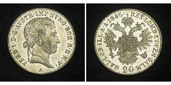 20 Kreuzer Imperio austríaco (1804-1867) Plata Ferdinand I of Austria (1793 - 1875)