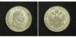 20 Kreuzer Imperio austríaco (1804-1867) Plata 