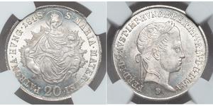 20 Kreuzer Imperio austríaco (1804-1867) Plata Ferdinand I of Austria (1793 - 1875)