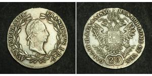 20 Kreuzer Imperio austríaco (1804-1867) Plata Francis II, Holy Roman Emperor (1768 - 1835)