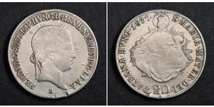 20 Kreuzer Imperio austríaco (1804-1867) Plata Ferdinand I of Austria (1793 - 1875)