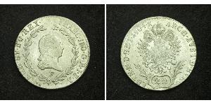 20 Kreuzer Imperio austríaco (1804-1867) Plata Francis II, Holy Roman Emperor (1768 - 1835)