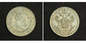 20 Kreuzer Imperio austríaco (1804-1867) Plata Francis II, Holy Roman Emperor (1768 - 1835)