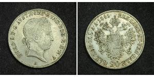 20 Kreuzer Imperio austríaco (1804-1867) Plata Ferdinand I of Austria (1793 - 1875)