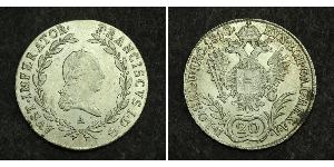 20 Kreuzer Imperio austríaco (1804-1867) Plata Francis II, Holy Roman Emperor (1768 - 1835)