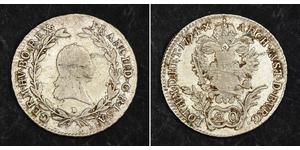 20 Kreuzer Imperio austríaco (1804-1867) Plata Francis II, Holy Roman Emperor (1768 - 1835)