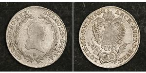 20 Kreuzer Imperio austríaco (1804-1867) Plata Francis II, Holy Roman Emperor (1768 - 1835)