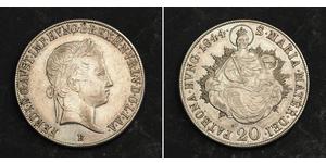 20 Kreuzer Imperio austríaco (1804-1867) Plata Ferdinand I of Austria (1793 - 1875)