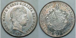 20 Kreuzer Imperio austríaco (1804-1867) Plata Ferdinand I of Austria (1793 - 1875)