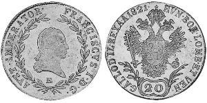 20 Kreuzer Imperio austríaco (1804-1867) Plata 