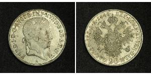 20 Kreuzer Imperio austríaco (1804-1867) Plata Ferdinand I of Austria (1793 - 1875)