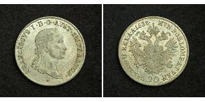 20 Kreuzer Imperio austríaco (1804-1867) Plata 