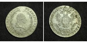 20 Kreuzer Imperio austríaco (1804-1867) Plata Francis II, Holy Roman Emperor (1768 - 1835)