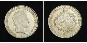 20 Kreuzer Imperio austríaco (1804-1867) Plata Ferdinand I of Austria (1793 - 1875)