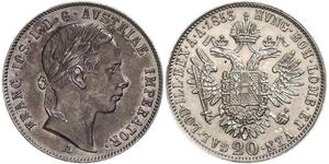 20 Kreuzer Imperio austríaco (1804-1867) Plata 