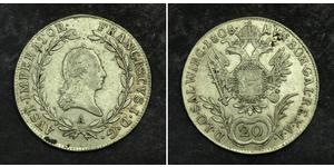 20 Kreuzer Imperio austríaco (1804-1867) Plata 