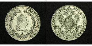 20 Kreuzer Imperio austríaco (1804-1867) Plata Francis II, Holy Roman Emperor (1768 - 1835)