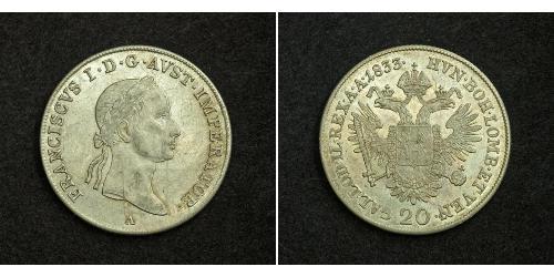20 Kreuzer Imperio austríaco (1804-1867) Plata 