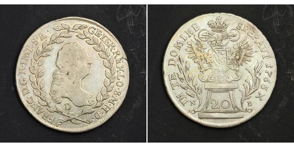 20 Kreuzer Imperio austríaco (1804-1867) Plata Francis II, Holy Roman Emperor (1768 - 1835)