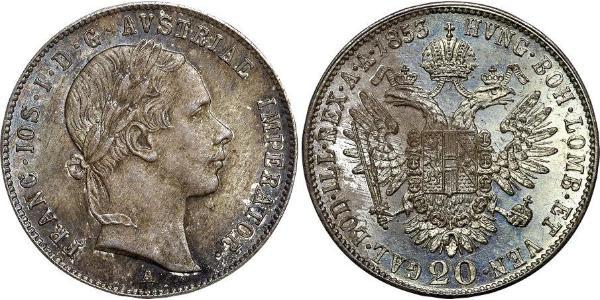 20 Kreuzer Imperio austríaco (1804-1867) Plata 