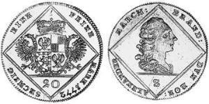 20 Kreuzer Principado de Ansbach (1398–1792) Plata Charles Alexander, Margrave of Brandenburg-Ansbach (1736 – 1806)