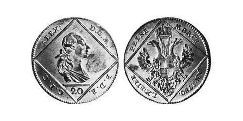 20 Kreuzer Principado de Ansbach (1398–1792) Plata Charles Alexander, Margrave of Brandenburg-Ansbach (1736 – 1806)