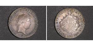 20 Kreuzer Reino de Hungría (1000-1918) Plata Ferdinand I of Austria (1793 - 1875)