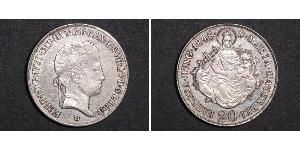 20 Kreuzer Reino de Hungría (1000-1918) Plata Ferdinand I of Austria (1793 - 1875)