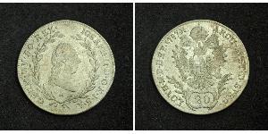 20 Kreuzer Sacro Imperio Romano (962-1806) Plata Francis II, Holy Roman Emperor (1768 - 1835)