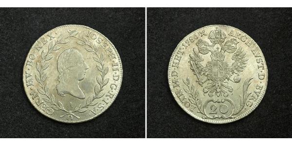 20 Kreuzer Sacro Imperio Romano (962-1806) Plata Francis II, Holy Roman Emperor (1768 - 1835)