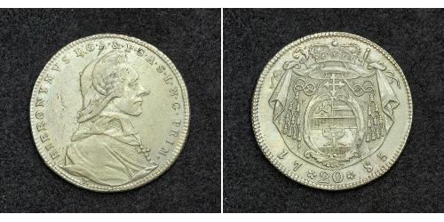 20 Kreuzer Salzburgo Plata Hieronymus von Colloredo (1732 - 1812)