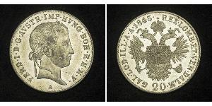 20 Kreuzer Kaisertum Österreich (1804-1867) Silber Ferdinand I of Austria (1793 - 1875)