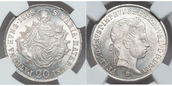 20 Kreuzer Kaisertum Österreich (1804-1867) Silber Ferdinand I of Austria (1793 - 1875)