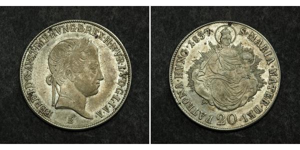 20 Kreuzer Kaisertum Österreich (1804-1867) Silber Ferdinand I of Austria (1793 - 1875)