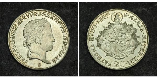 20 Kreuzer Kaisertum Österreich (1804-1867) Silber Ferdinand I of Austria (1793 - 1875)