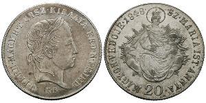 20 Kreuzer Austrian Empire (1804-1867) Silver Ferdinand I of Austria (1793 - 1875)