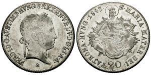 20 Kreuzer Austrian Empire (1804-1867) Silver Ferdinand I of Austria (1793 - 1875)