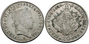 20 Kreuzer Austrian Empire (1804-1867) Silver Ferdinand I of Austria (1793 - 1875)