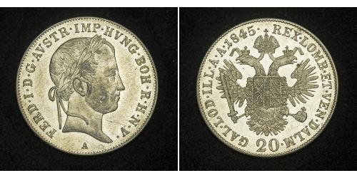 20 Kreuzer Austrian Empire (1804-1867) Silver Ferdinand I of Austria (1793 - 1875)