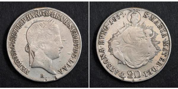 20 Kreuzer Austrian Empire (1804-1867) Silver Ferdinand I of Austria (1793 - 1875)