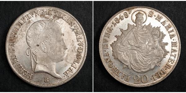 20 Kreuzer Austrian Empire (1804-1867) Silver Ferdinand I of Austria (1793 - 1875)