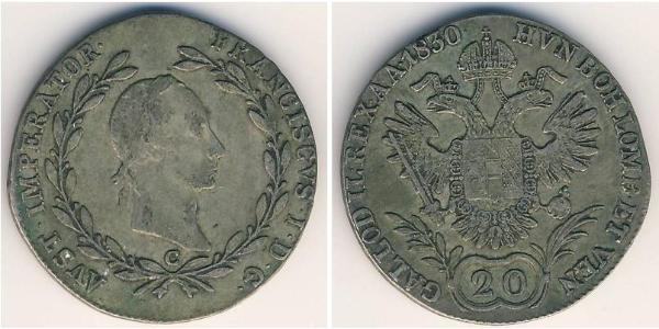 20 Kreuzer Austrian Empire (1804-1867) Silver Francis II, Holy Roman Emperor (1768 - 1835)